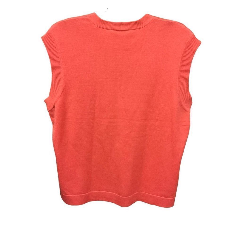 Doncaster Knit Tank Top Silk Blend V-neck Orange Red Coral Sleeveless Large - Picture 2 of 7